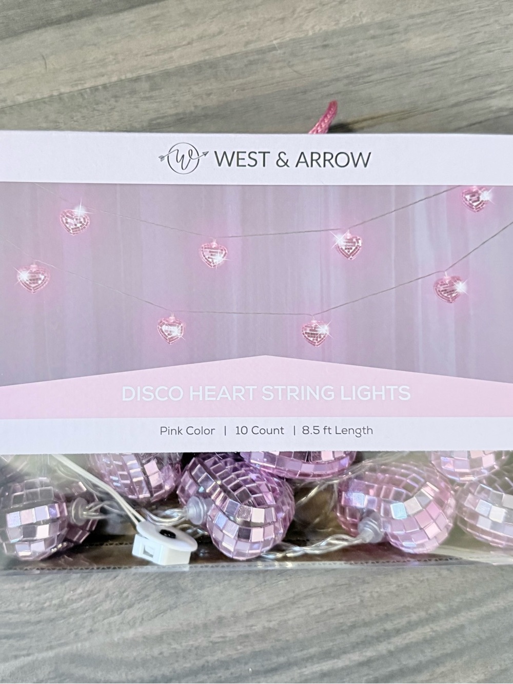 Pink Disco Heart String Lights